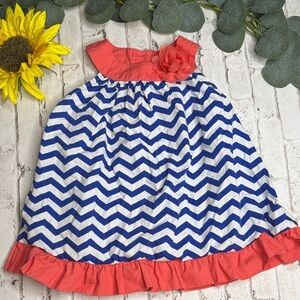 Gymboree Blue and Coral Chevron Dress